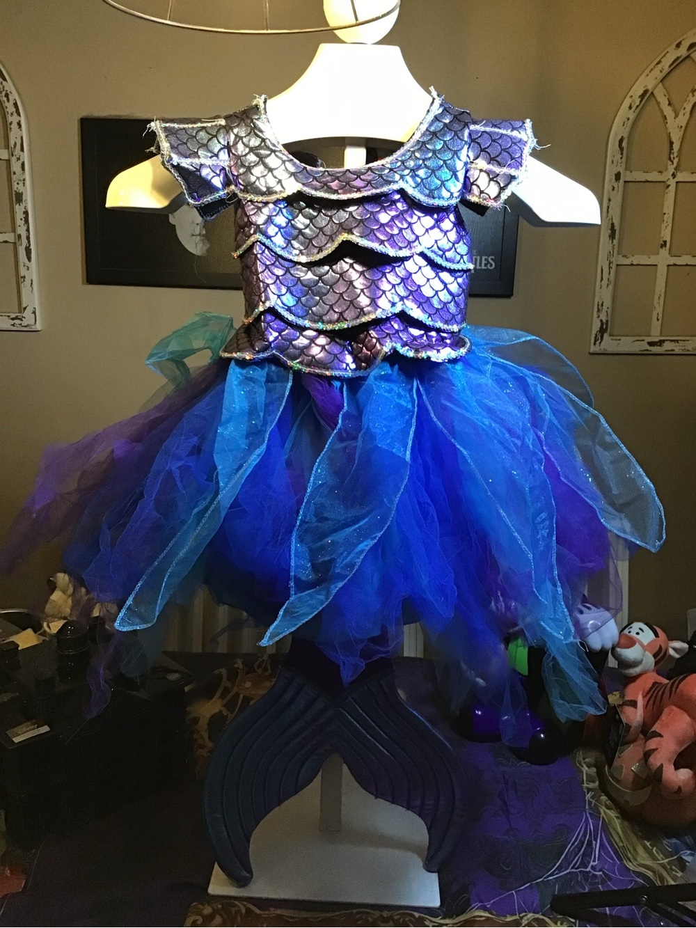 Gillians closet iridescent purple and blue scale pattern mermaid tutu dress 5/6